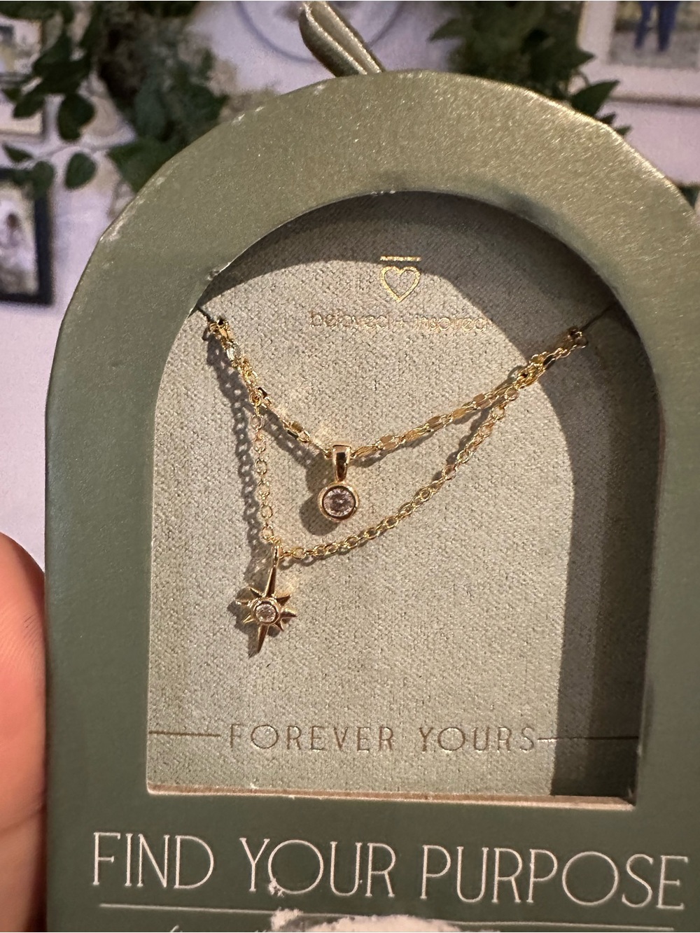 Gold-Tone Layered Star & Crystal Necklace